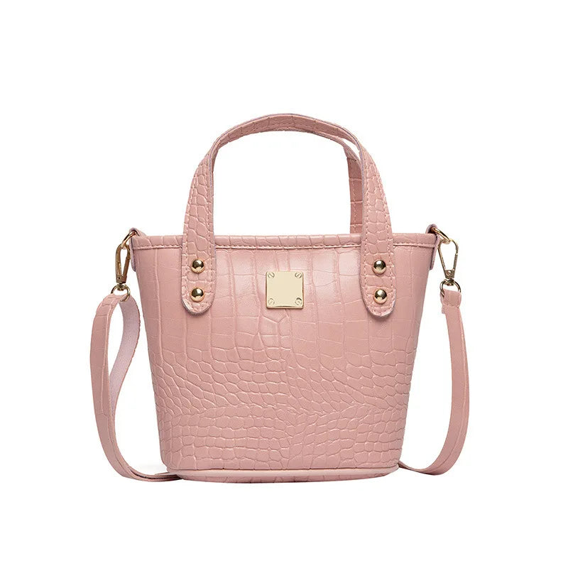 Crocodile Crossbody Bag Women Shoulder Bag PU Leather Bucket Handbag