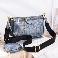 Crocodile Leather Crossbody Bags 3 in 1 Handbag Large Capacity Shoulder Bag