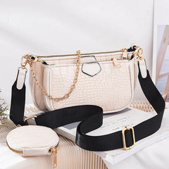 Crocodile Leather Crossbody Bags 3 in 1 Handbag Large Capacity Shoulder Bag
