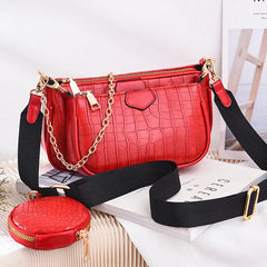 Crocodile Leather Crossbody Bags 3 in 1 Handbag Large Capacity Shoulder Bag