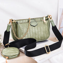 Crocodile Leather Crossbody Bags 3 in 1 Handbag Large Capacity Shoulder Bag