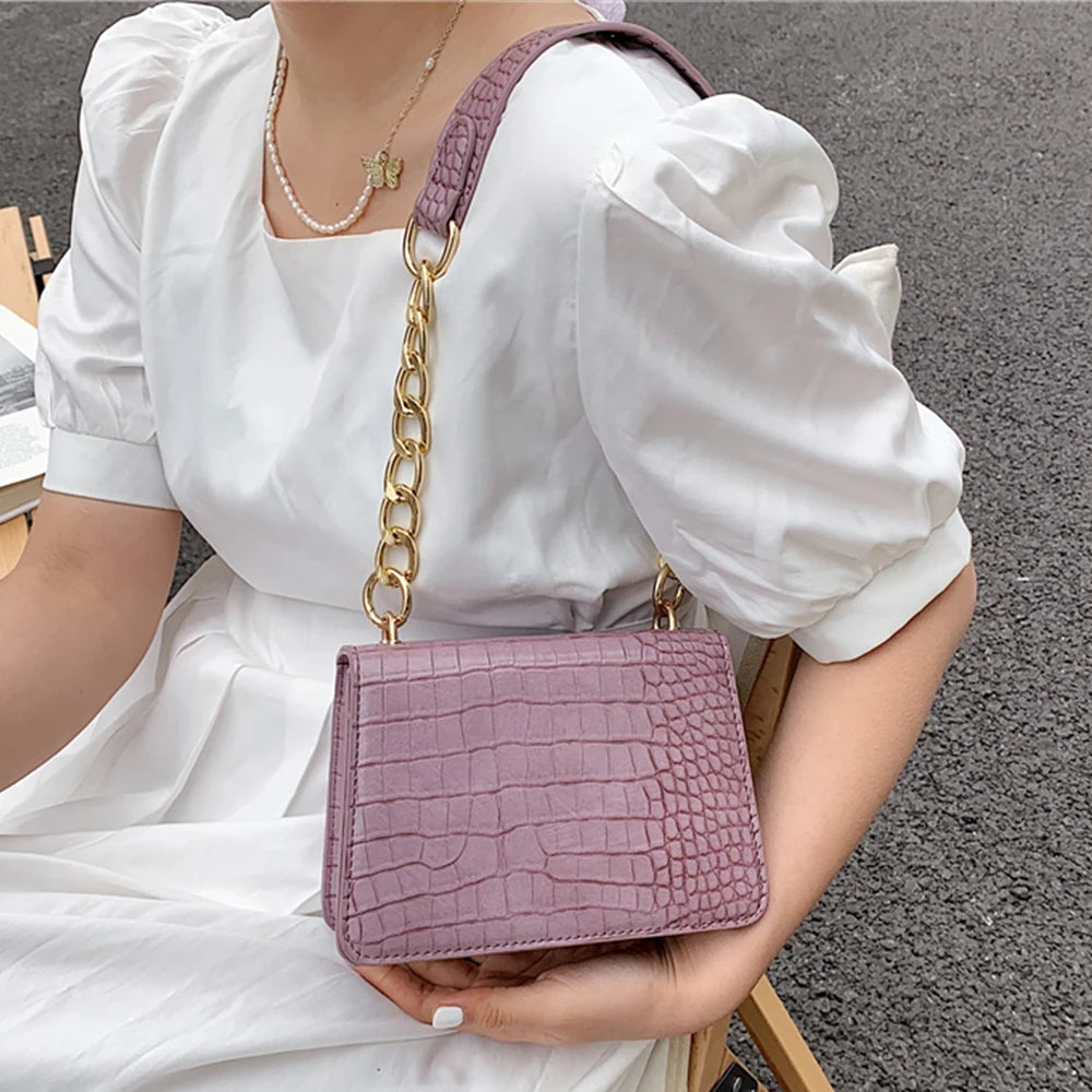 Crocodile Pattern Crossbody Bag For Women Messenger Shoulder Bag Female