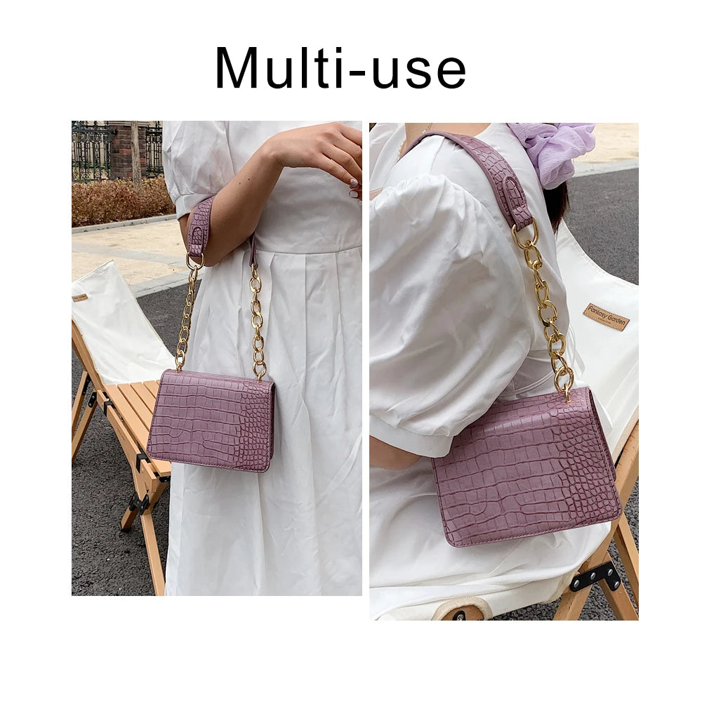 Crocodile Pattern Crossbody Bag For Women Messenger Shoulder Bag Female