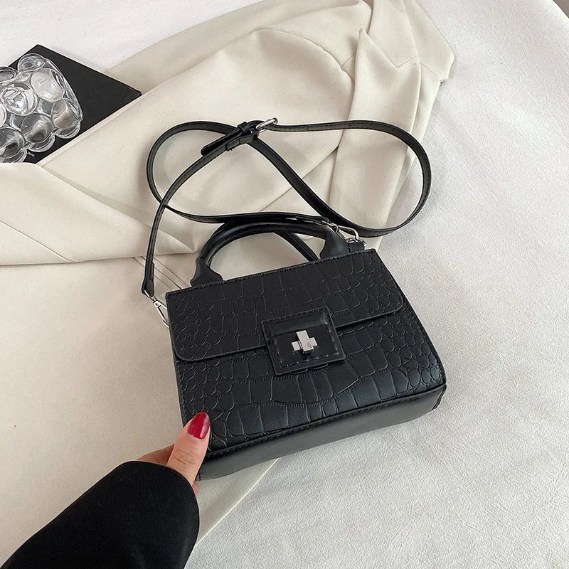 Vintage Crocodile Pattern Crossbody Bag for Women