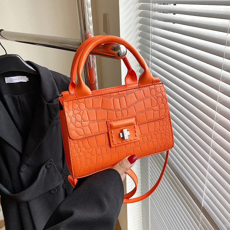 Vintage Crocodile Pattern Crossbody Bag for Women