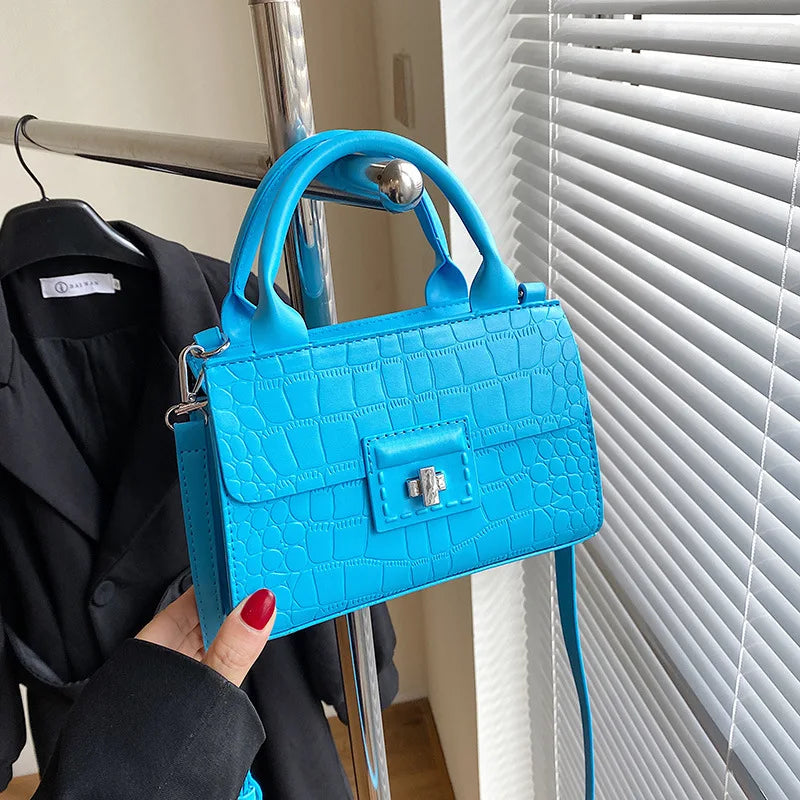 Vintage Crocodile Pattern Crossbody Bag for Women