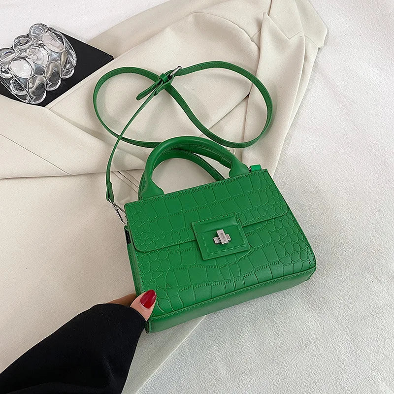 Vintage Crocodile Pattern Crossbody Bag for Women