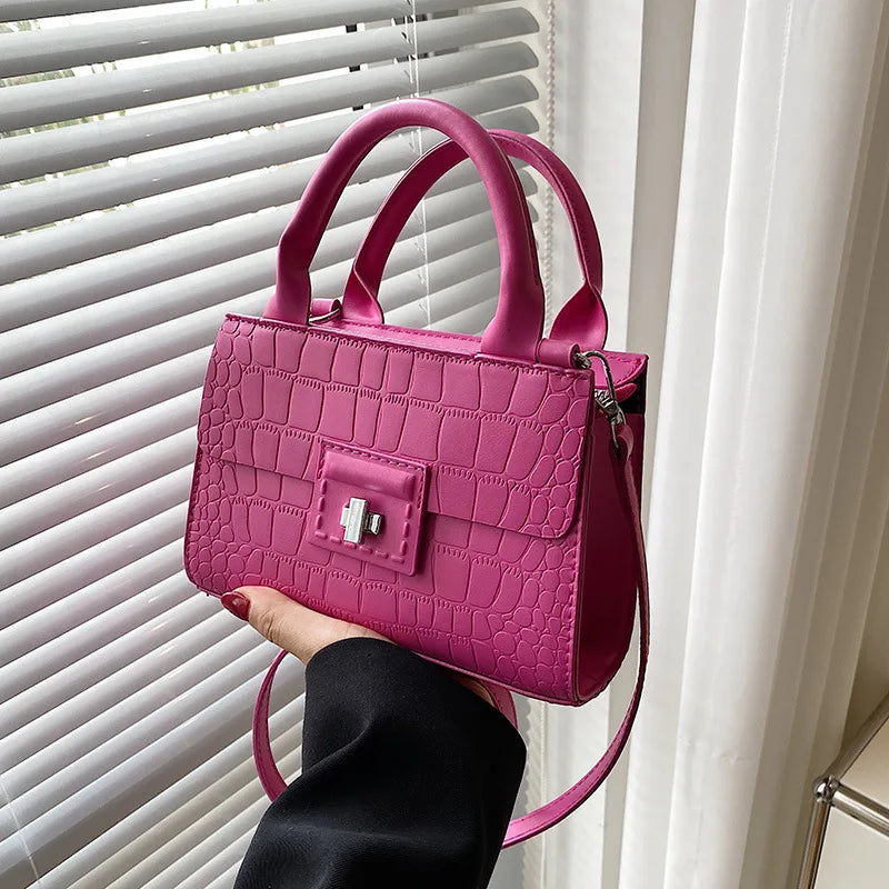 Vintage Crocodile Pattern Crossbody Bag for Women