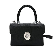 Crocodile Pattern Crossbody Bag with Braided Handle for Women