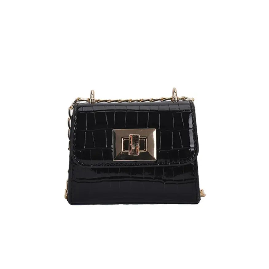 Crocodile Pattern Mini Square Crossbody Bag PU Leather Women's Bag