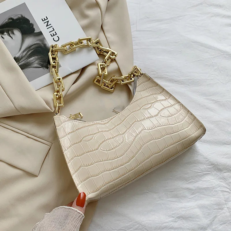 Crocodile Pattern Zipper Handbag for Women