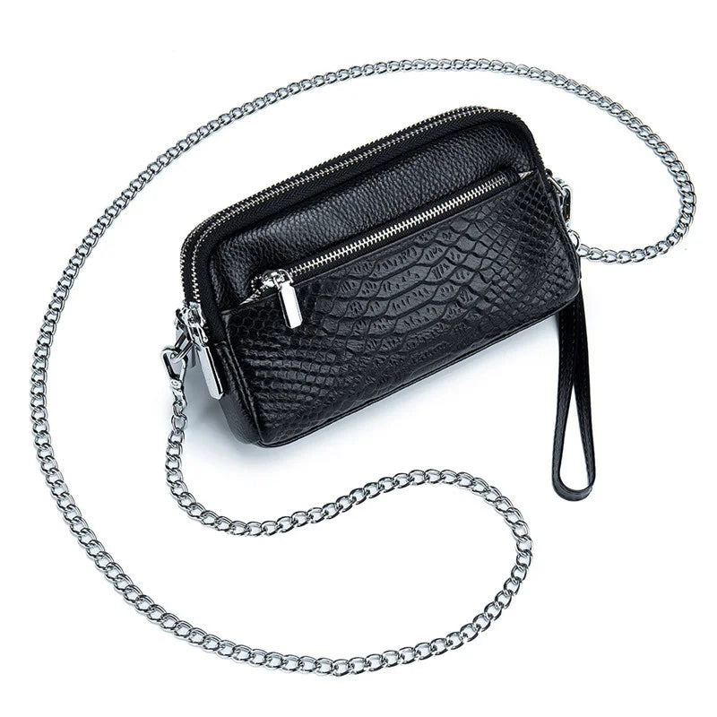 Crocodile Soft Leather Women Handbags Shoulder Bag Cell Phone Purse