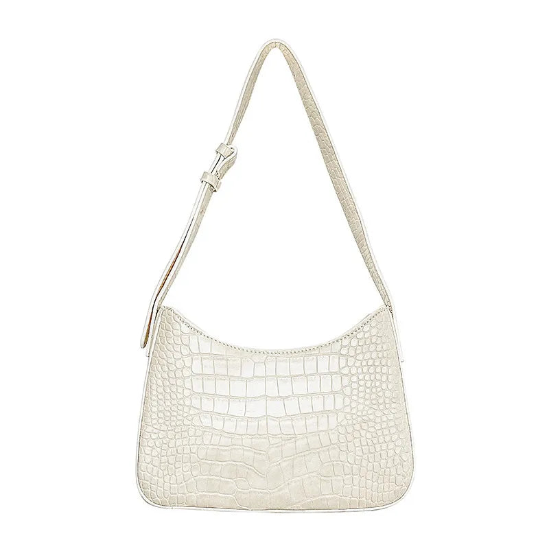 Crocodile Stripe PU Leather Shoulder Bag for Women Vintage Tote Handbag