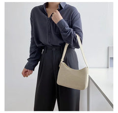 Crocodile Stripe PU Leather Shoulder Bag for Women Vintage Tote Handbag