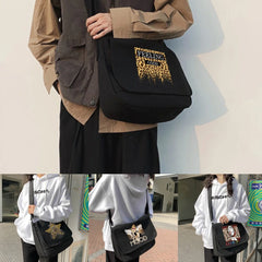 Leopard Pattern Canvas Crossbody Bag Women Shoulder Messenger School Satchel