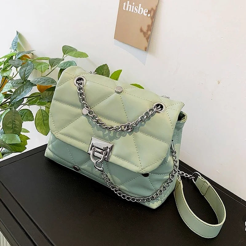 Plaid Flap Crossbody Bag Chain Shoulder Bag