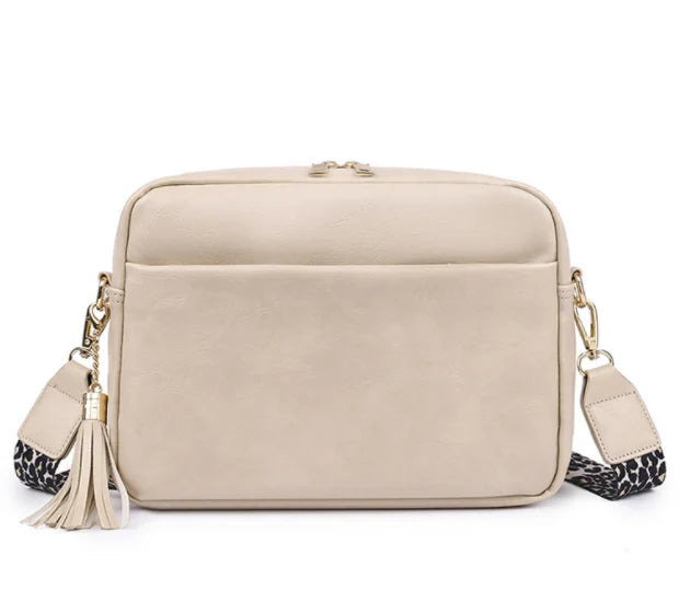 Leopard Print Crossbody Bag Women's Vegan Leather Shoulder Purse