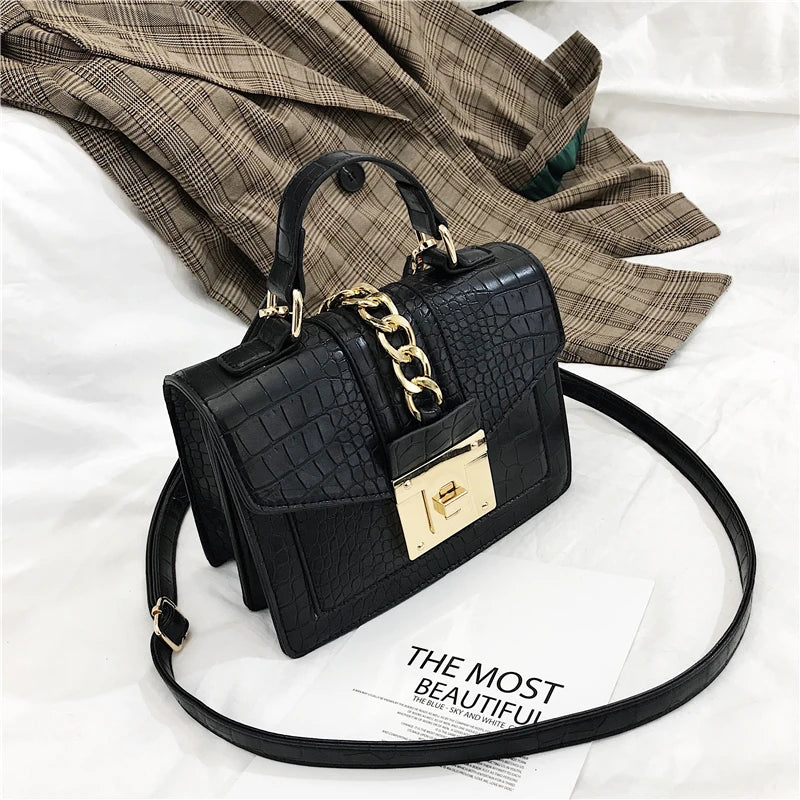 Crocodile Pattern Crossbody Bag Women Flap Handbag Shoulder Bag