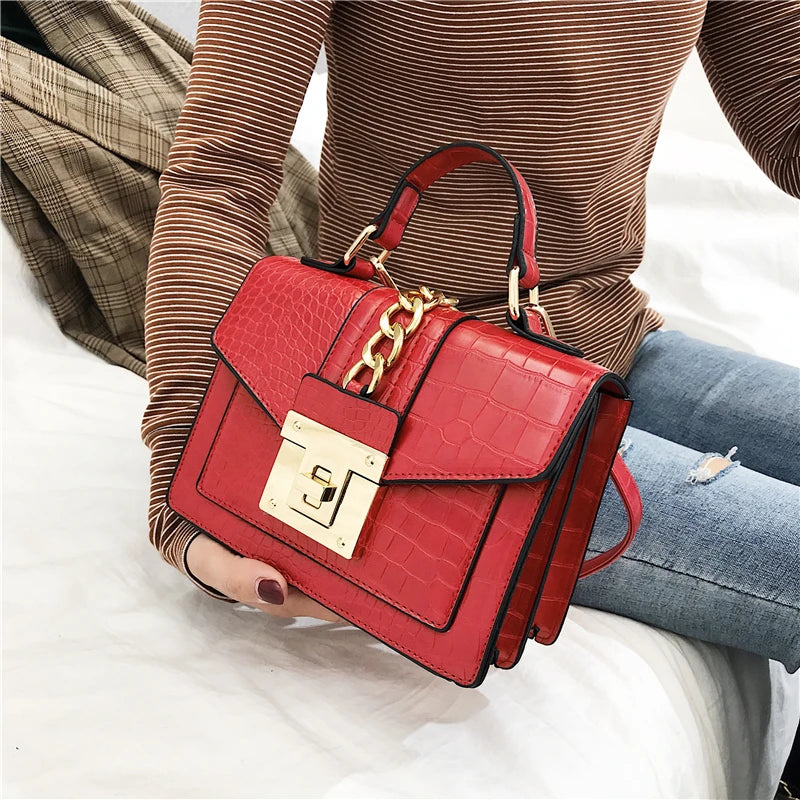 Crocodile Pattern Crossbody Bag Women Flap Handbag Shoulder Bag