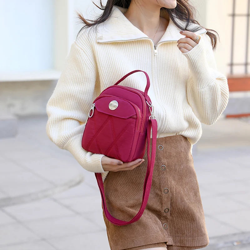 Nylon Crossbody Bag Plaid Shoulder Bag