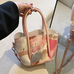 Cartoon Print Crossbody Bag Portable Shoulder Handbag Female PU Wallet