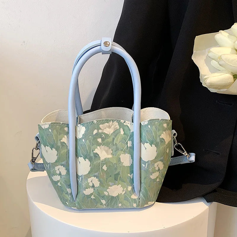 Cartoon Print Crossbody Bag Portable Shoulder Handbag Female PU Wallet