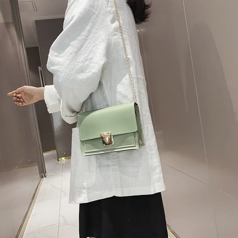 Women's Crossbody Bag Lock Small Square Chain Shoulder Bag