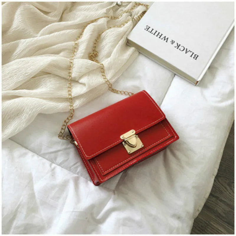 Women's Crossbody Bag Lock Small Square Chain Shoulder Bag