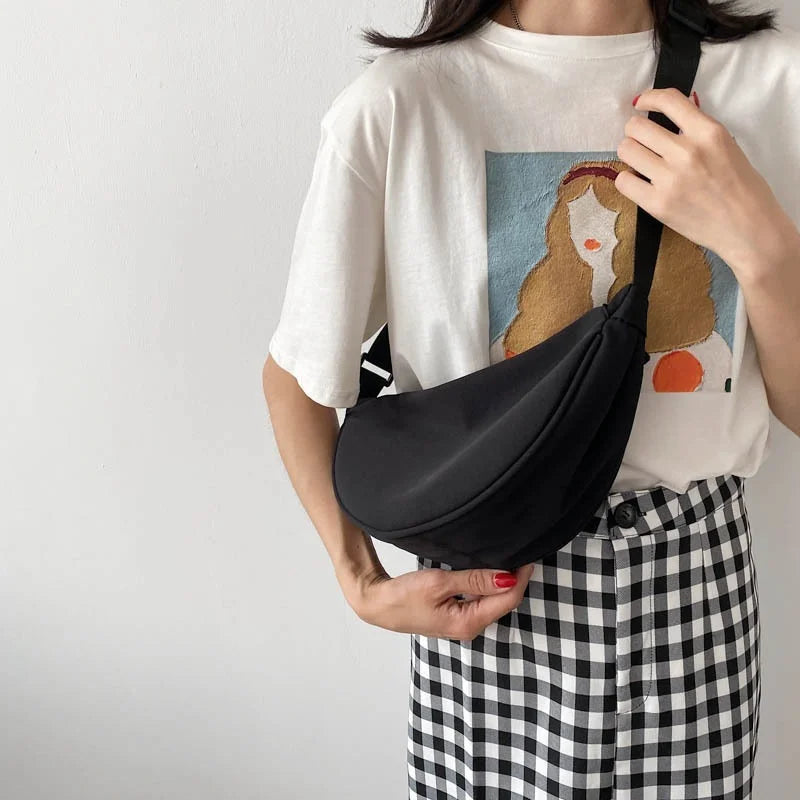 Canvas Sling Bag for Women Hobos Chest Bag with Adjustable Strap