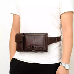Crossten Leather Waist Packs Men Waist Bags Fanny Pack Belt Bag Phone Bags