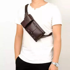 Crossten Leather Waist Packs Men Waist Bags Fanny Pack Belt Bag Phone Bags