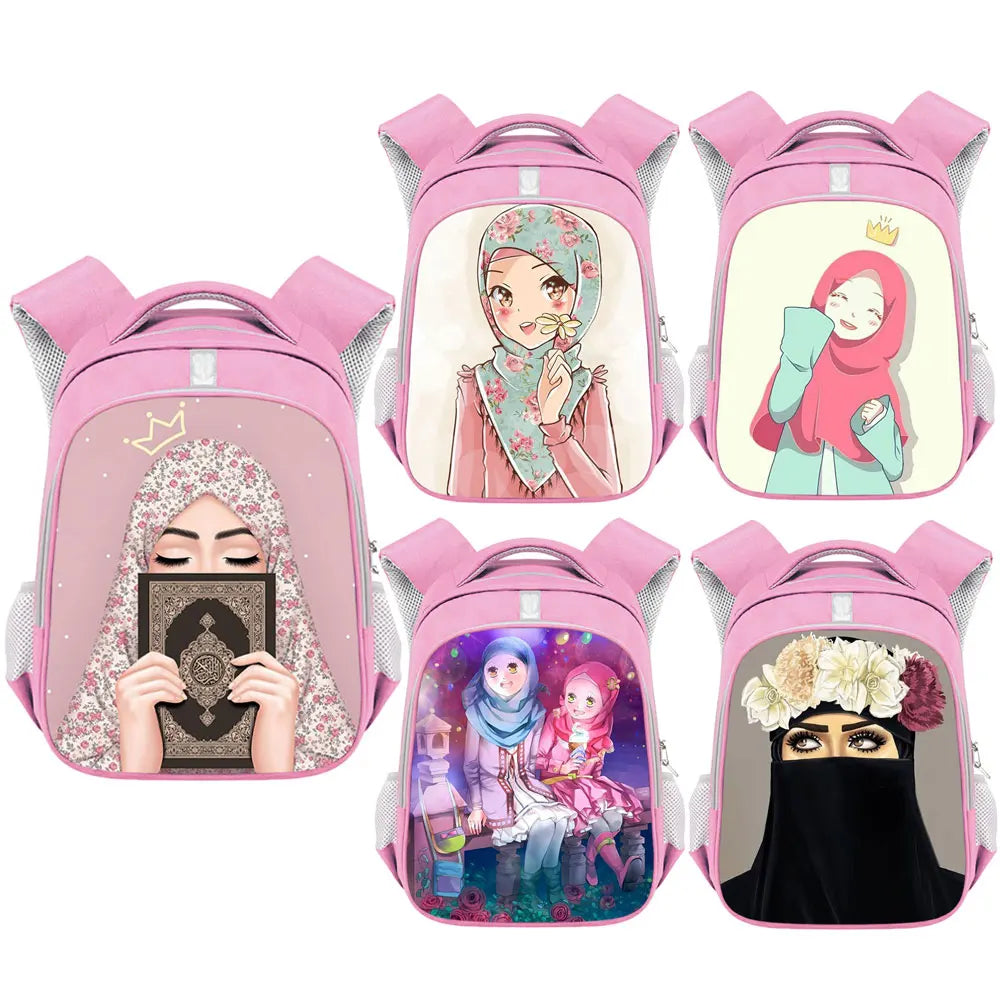 Crown Hijab Face Eyes Backpack for Muslim Gril