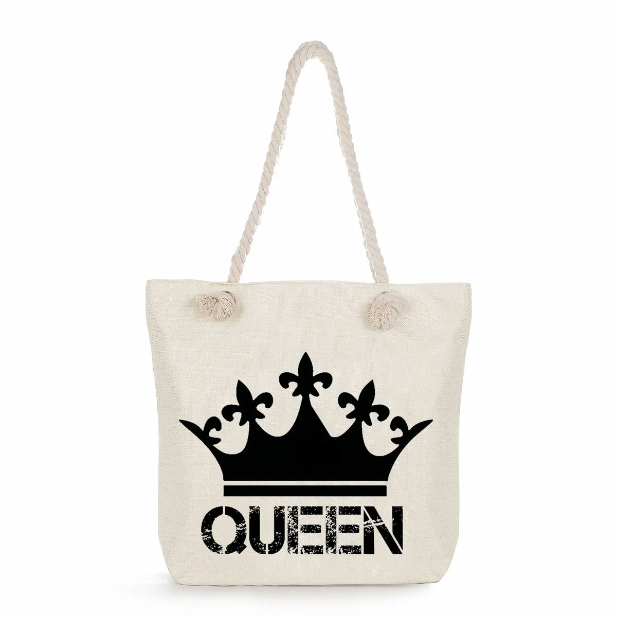 Crown Women Shoulder Bag High Capacity Tote Bags King And Queen Letter Print Han