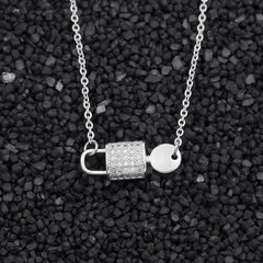 Crystal Lock And Key Pendant Necklace Women Jewelry Stainless Steel