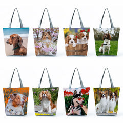 Women's Dog Printed Shoulder Bag, Large Tote Handbag