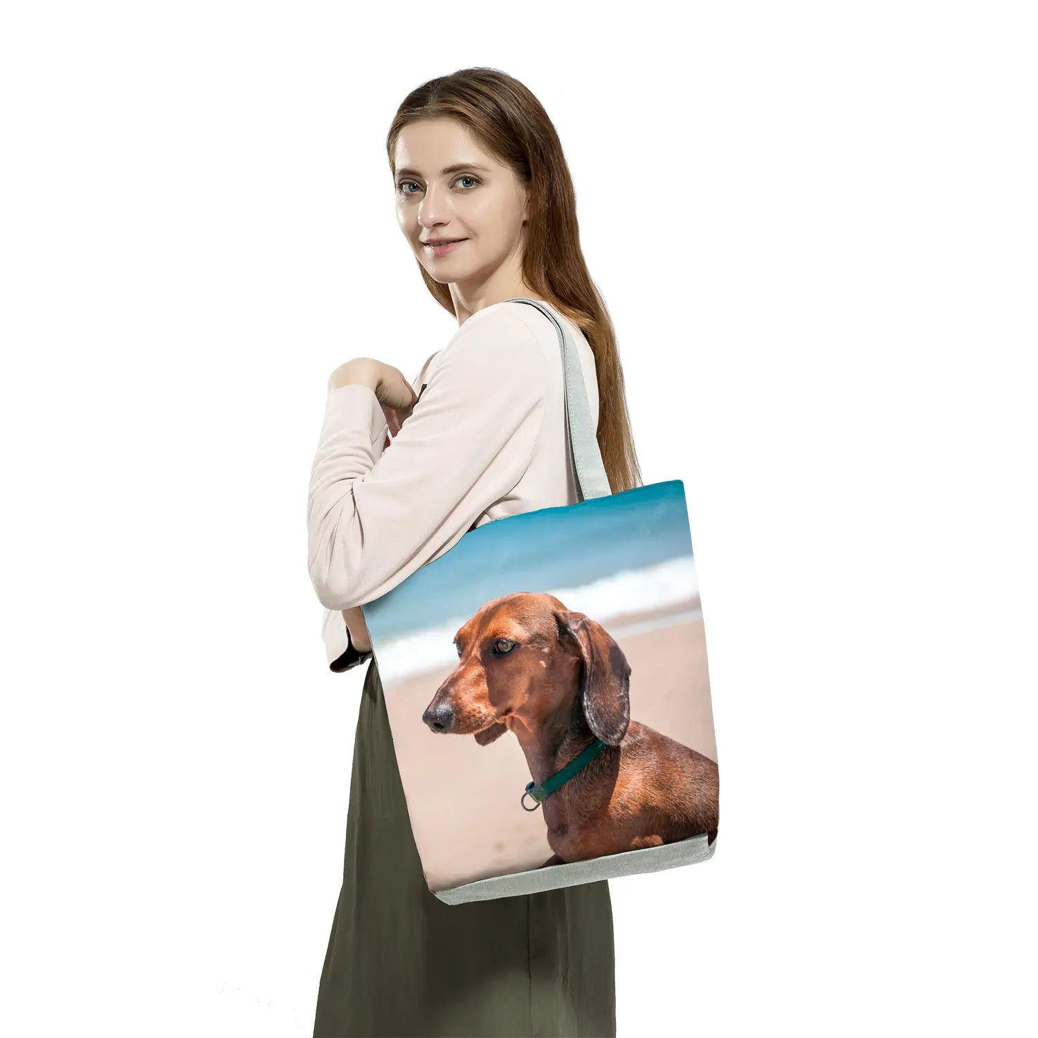 Women's Dog Printed Shoulder Bag, Large Tote Handbag