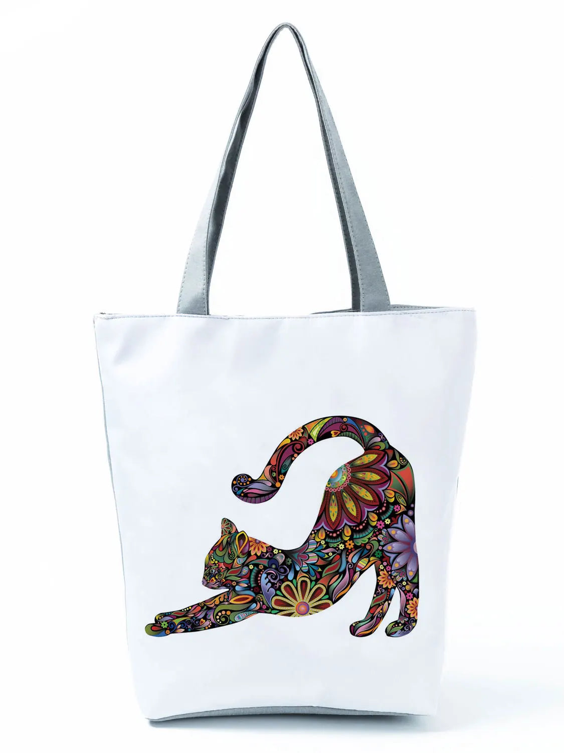 Floral Pet Dog Cat Print Women Tote Handbags Travel Beach Bag