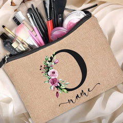 Cosmetic Bags Travel Organizer Linen Zipper Pouch Bridesmaid Clutch
