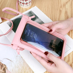 Personalized Name Crossbody Shoulder Bag Pink Touch Screen Cell Phone Purse