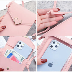 Personalized Name Crossbody Shoulder Bag Pink Touch Screen Cell Phone Purse