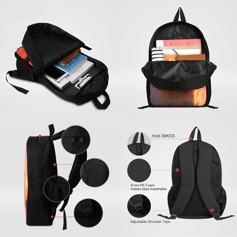Basketball Baseball Print Schoolbag Bookbag Boys Men's Outdoor Knapsack