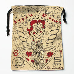 TAROT Drawstring Bag Printed Travel Pouch Storage Clothes Handbag Makeup 18*22cm