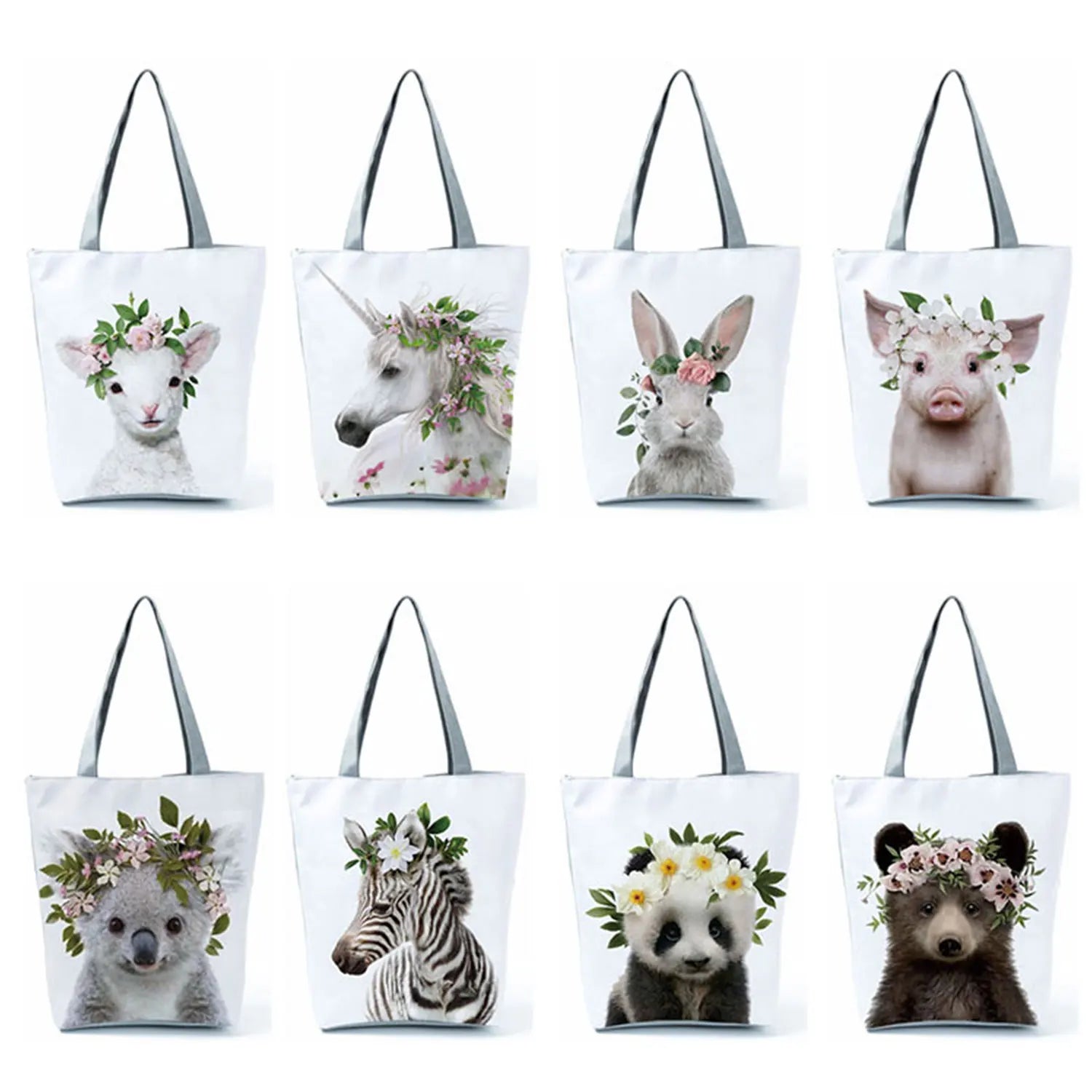 Animal Floral Series Print Women Handbags Large Capacity Tote Shopping Bag