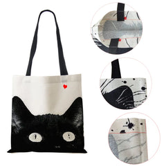 Watercolor Cat Painting Print Tote Bag Eco Reusable Shopper Shoulder Bags