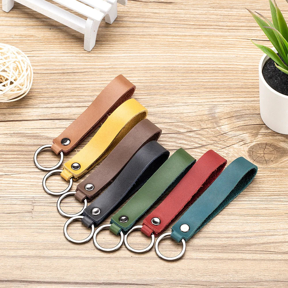 Initial Letters Leather Keychain for Women Men Car Key Hook