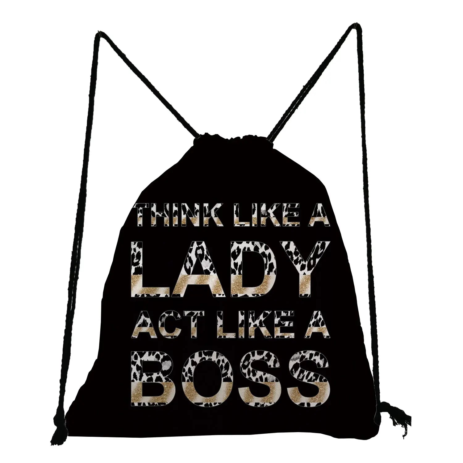 Leopard Lips Drawstring Backpack Gift School Book