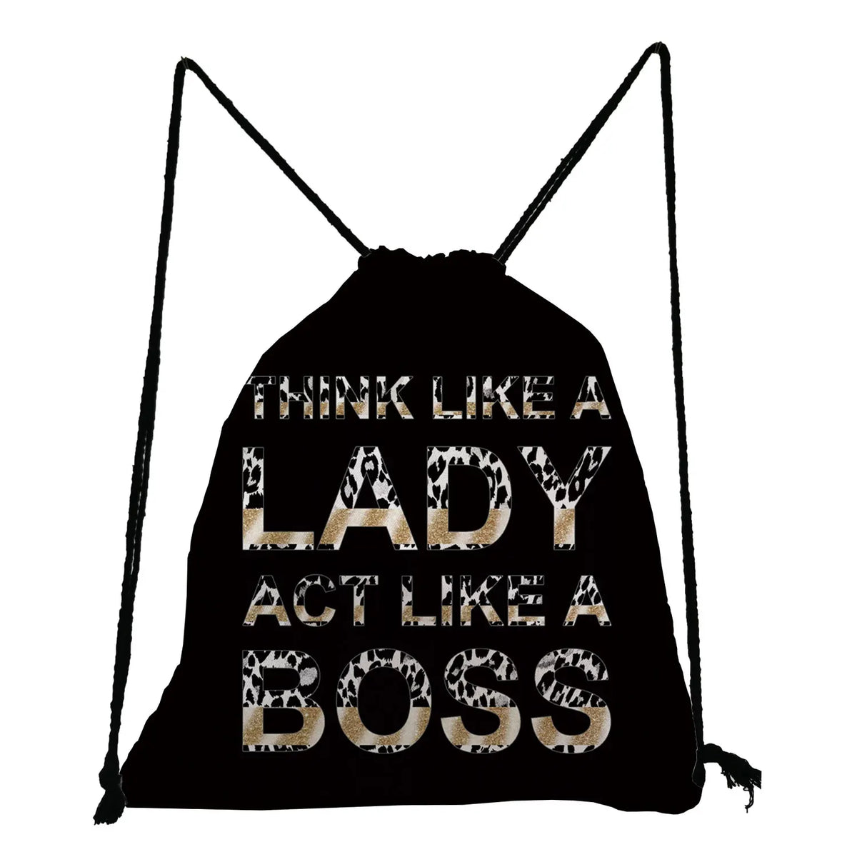 Leopard Lips Drawstring Backpack Gift School Book