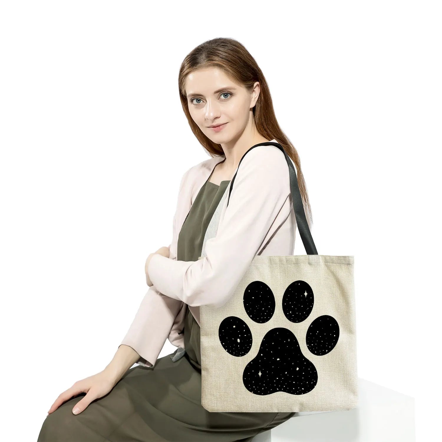 Cartoon Dog Print Tote Bag, Large Capacity Shoulder Bag