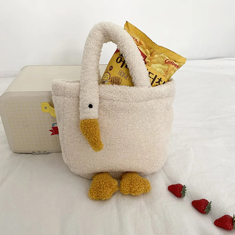Animal Women's Plush Handbags Lamb Furry Female Shoulder Messenger Bags