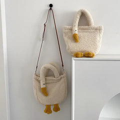 Animal Women's Plush Handbags Lamb Furry Female Shoulder Messenger Bags